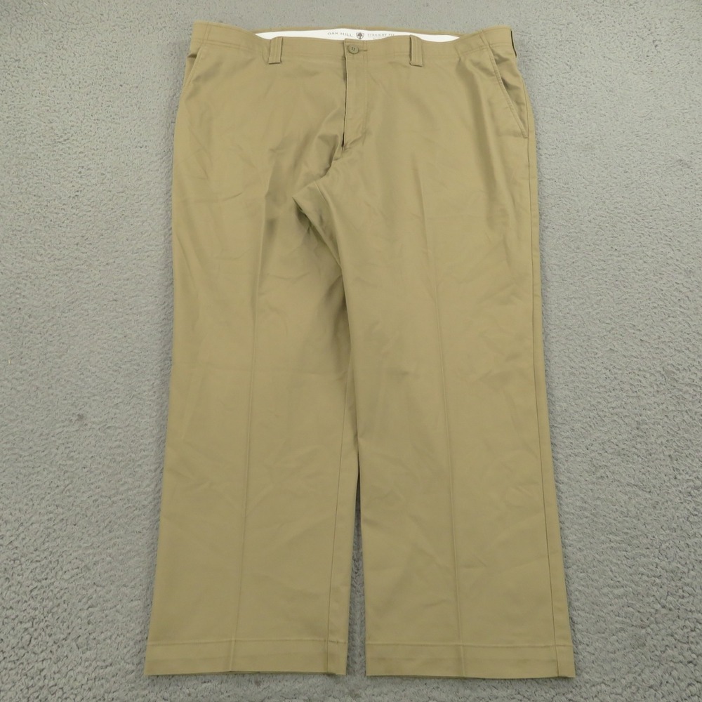 Oak Hill Tech Pant Mens 46x28 Straight Fit Khaki Tan Golf Stretch Work Chino DXL